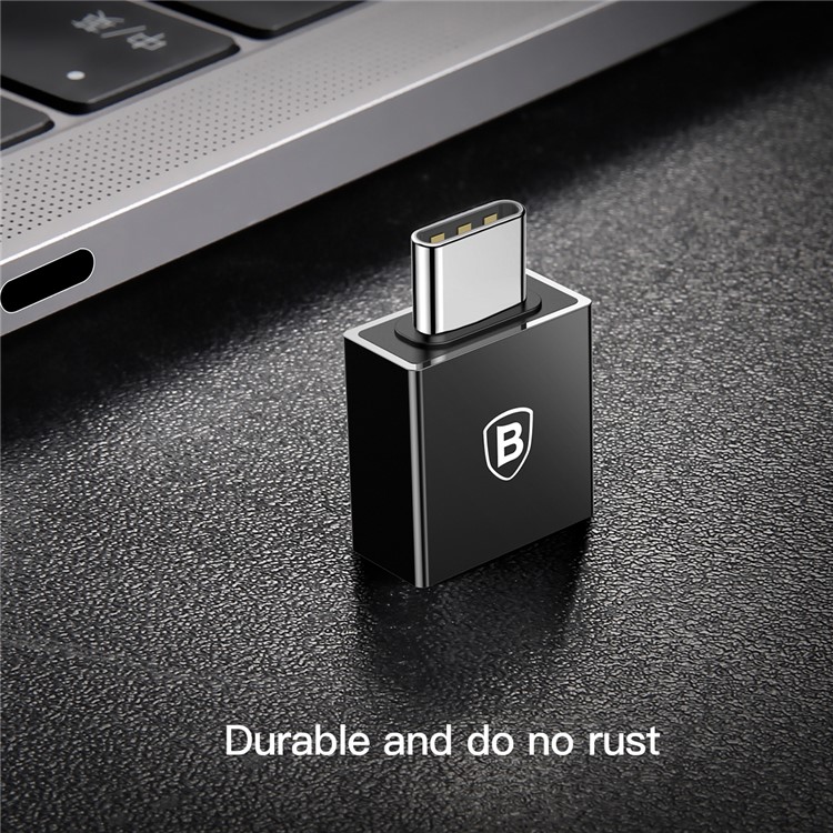 BASEUS Type-C to USB Data Sync Charge OTG Adapter Converter for Samsung Note 8/New MacBook Etc. - Black-5
