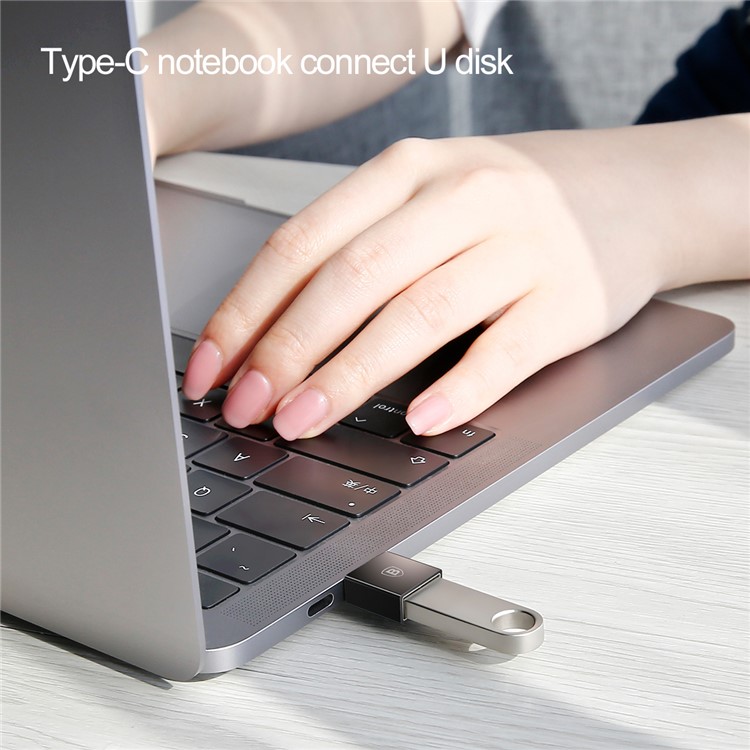 BASEUS Type-C to USB Data Sync Charge OTG Adapter Converter for Samsung Note 8/New MacBook Etc. - Black-6