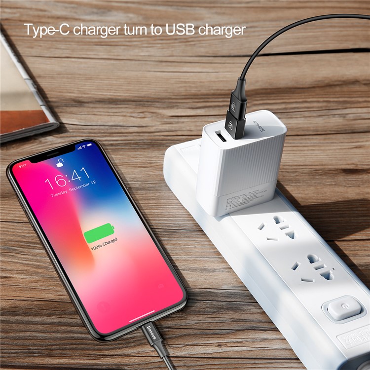 BASEUS Type-C to USB Data Sync Charge OTG Adapter Converter for Samsung Note 8/New MacBook Etc. - Black-8