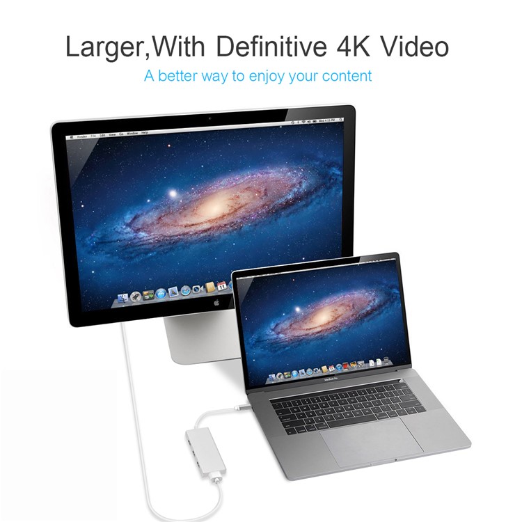 Adaptateur USB-C 7 En 1 Avec Port De Charge De Type C Lecteur De Carte SD / TF 4K Sortie HDMI 3 Ports USB 3.0-3