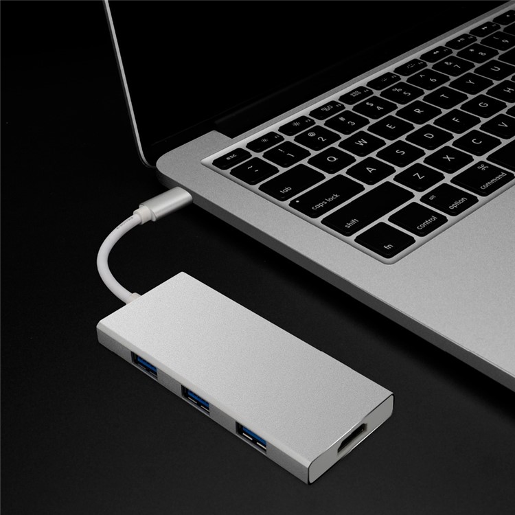 Adaptateur USB-C 7 En 1 Avec Port De Charge De Type C Lecteur De Carte SD / TF 4K Sortie HDMI 3 Ports USB 3.0-6