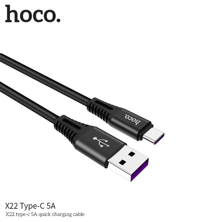 HOCO X22 5A Type-C Charge Data Sync Cable for Huawei Samsung Etc. - Black-4