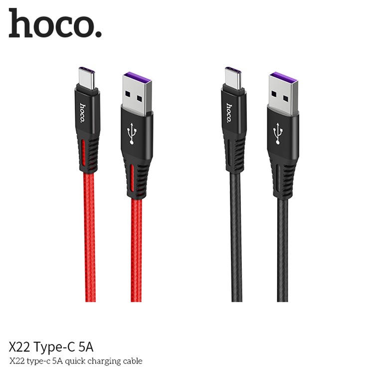 HOCO X22 5A Type-C Charge Data Sync Cable for Huawei Samsung Etc. - Black-5