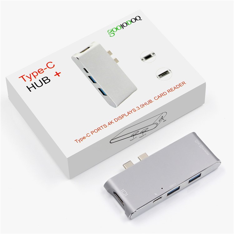 Dual Male USB Type-C Hub Adapter to 4K HDMI Port + SD/TF Card Slots + 2 USB 3.0 Ports + Type-C Female Port-8