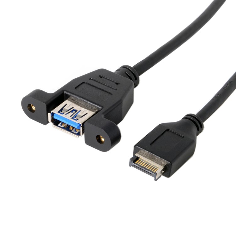 CY UC-060 USB 3.1 Front Panel Header to USB 3.0 Type-A Female Extension Cable 50cm Panel Mount Type-2