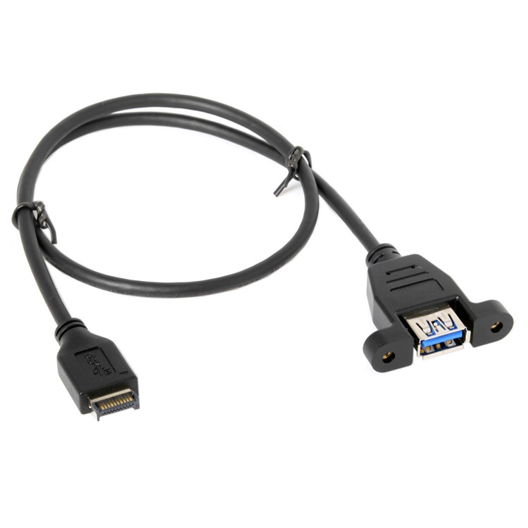 CY UC-060 USB 3.1 Front Panel Header to USB 3.0 Type-A Female Extension Cable 50cm Panel Mount Type-3