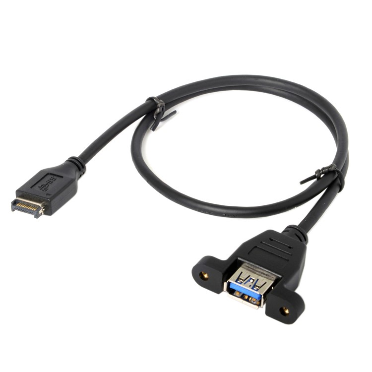 CY UC-060 USB 3.1 Front Panel Header to USB 3.0 Type-A Female Extension Cable 50cm Panel Mount Type-4