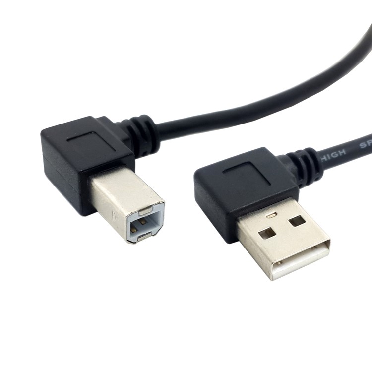 CY U2-300 0.2m USB 2.0 A Male to A Male 90 Degree Bending Port Printer Scanner Cable-1