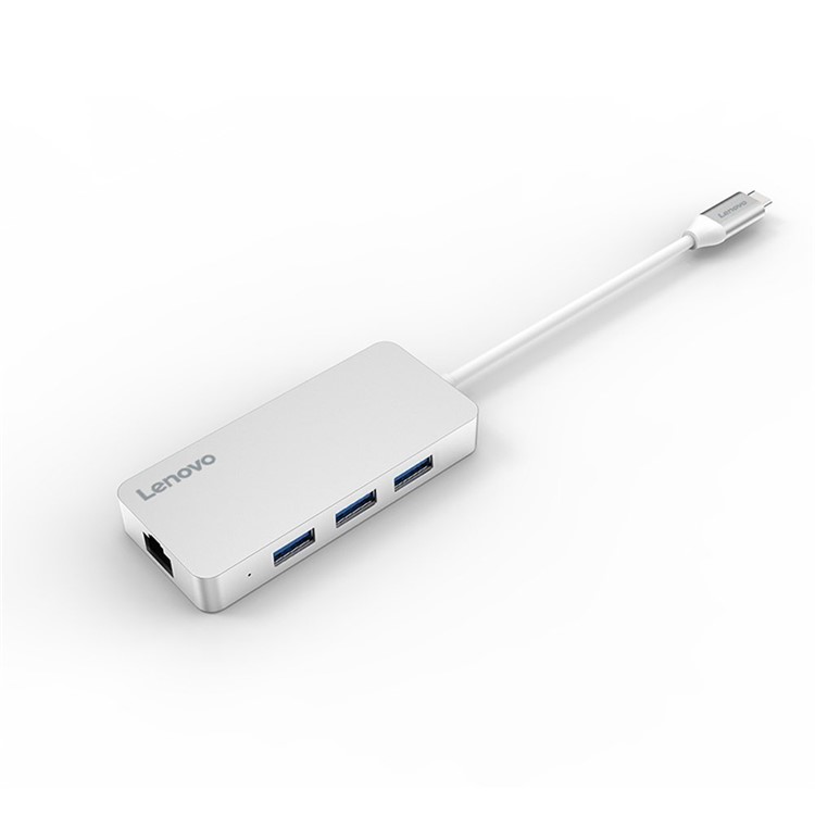 LENOVO C506 4-in-1 USB Type C Hub to 3 USB 3.0 Ports + RJ45 Ethernet Port - Silver-2