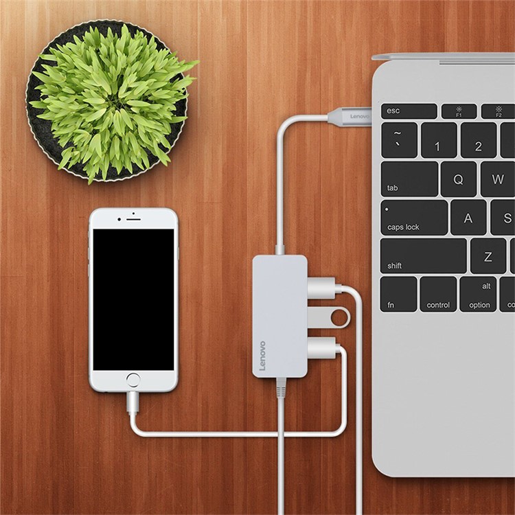 LENOVO C506 4-in-1 USB Type C Hub to 3 USB 3.0 Ports + RJ45 Ethernet Port - Silver-6