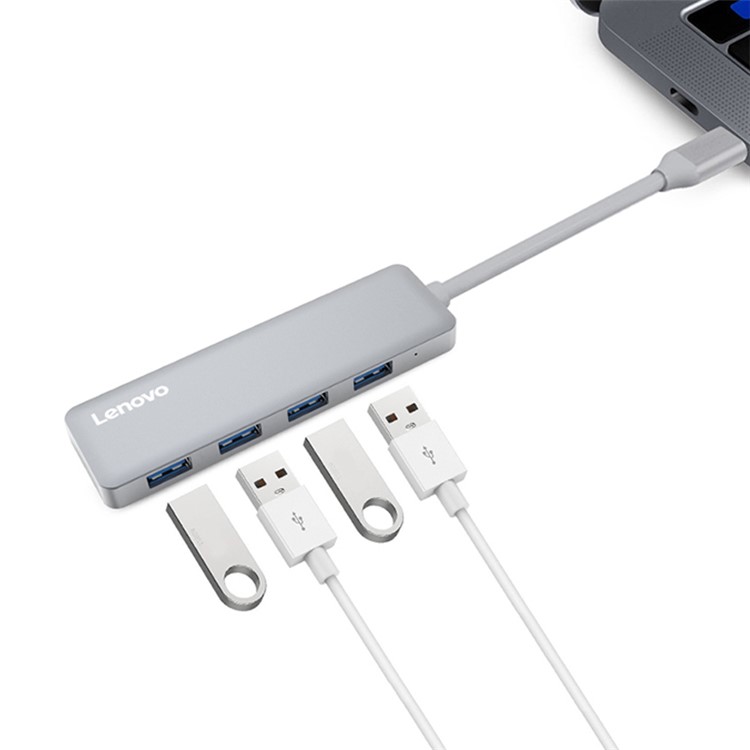 LENOVO C610 USB Type C Hub Converter to 4 USB 3.0 Ports for MacBook Pro, Chromebook Pixel etc - Grey-1