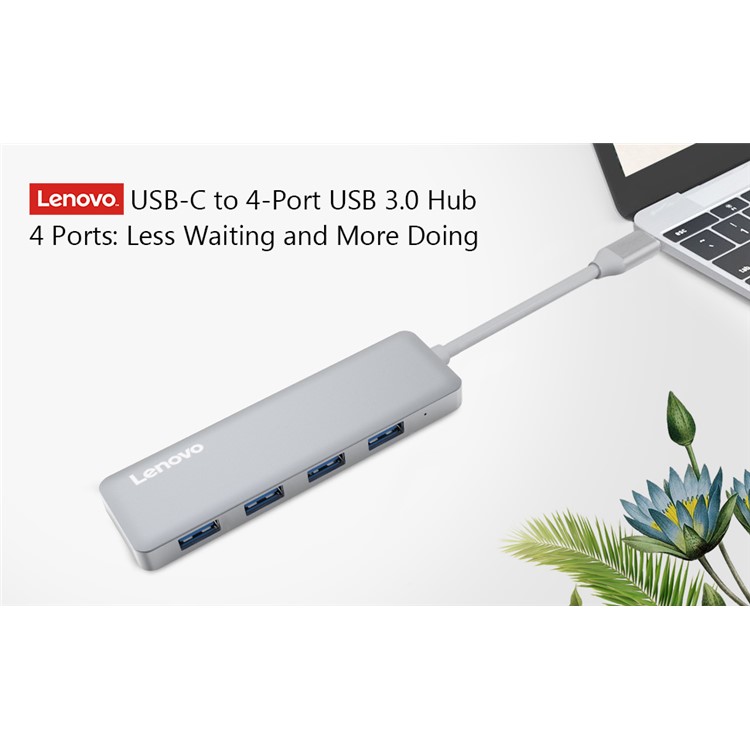 LENOVO C610 USB Type C Hub Converter to 4 USB 3.0 Ports for MacBook Pro, Chromebook Pixel etc - Grey-7