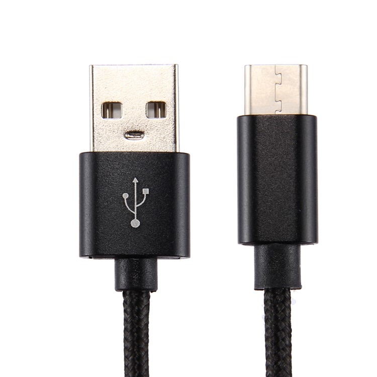100Pcs/Set 3m Reversible USB Type-C Woven Cable for Samsung Note 8/S8/S8 Plus etc. - Black-2