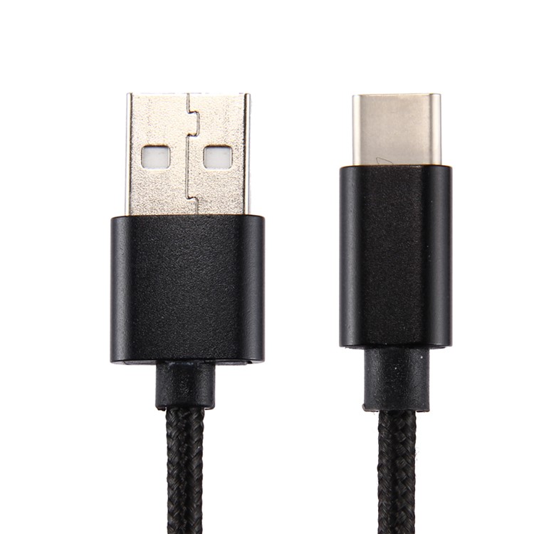 100Pcs/Set 3m Reversible USB Type-C Woven Cable for Samsung Note 8/S8/S8 Plus etc. - Black-3