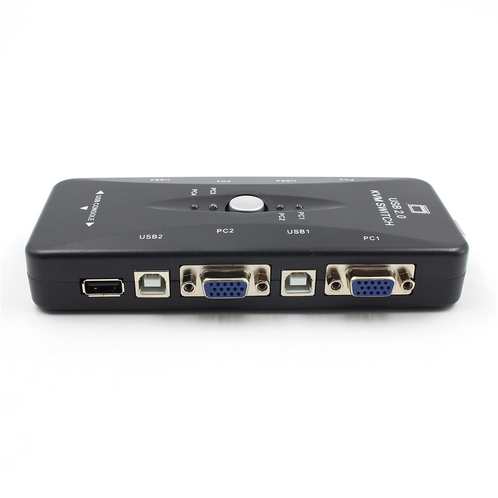 4-Port USB 2.0 KVM-Switch Maus / Tastatur / VGA-Videomonitor 250mhz 1920x1440-3