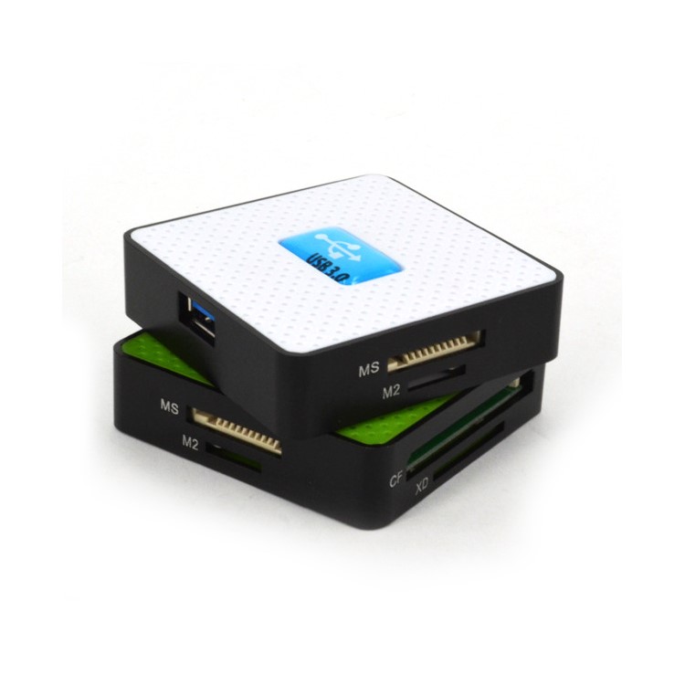 Aluminiumlegierung ABS Hochgeschwindigkeits-5gbps USB 3.0 Multifunktionale SD / TF / CF / MS / M2 / XD-Kartenleser - Grün-4