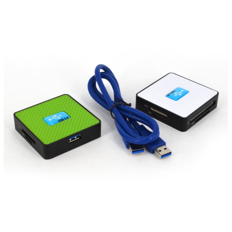 Aluminiumlegierung ABS Hochgeschwindigkeits-5gbps USB 3.0 Multifunktionale SD / TF / CF / MS / M2 / XD-Kartenleser - Grün-5