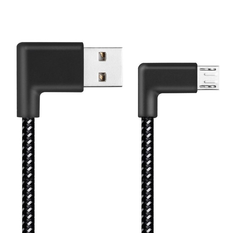 90 Degree Angle Woven Pattern Micro USB Data Sync Charging Cable for Samsung HTC LG Huawei-2