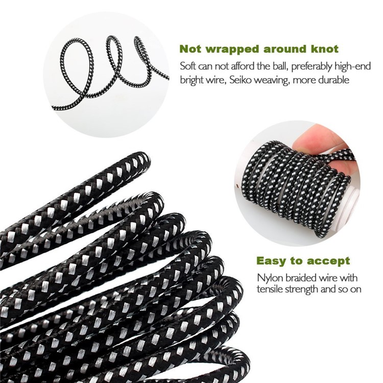90 Degree Angle Woven Pattern Micro USB Data Sync Charging Cable for Samsung HTC LG Huawei-4