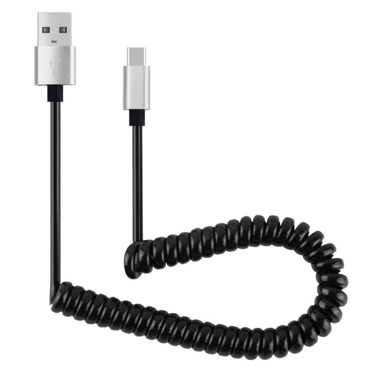 

1.0M Пружинный Спиральный Тип-c USB-кабель Для Синхронизации Данных Для Samsung HTC Huawei - Серебряный, Xperia XZ