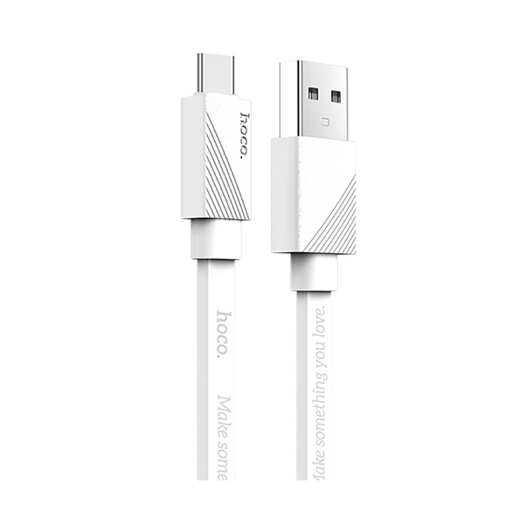 

HOCO U34 LingYing Type-C Flat Cable Data Sync Charge USB Cord for Samsung LG Huawei etc. - White