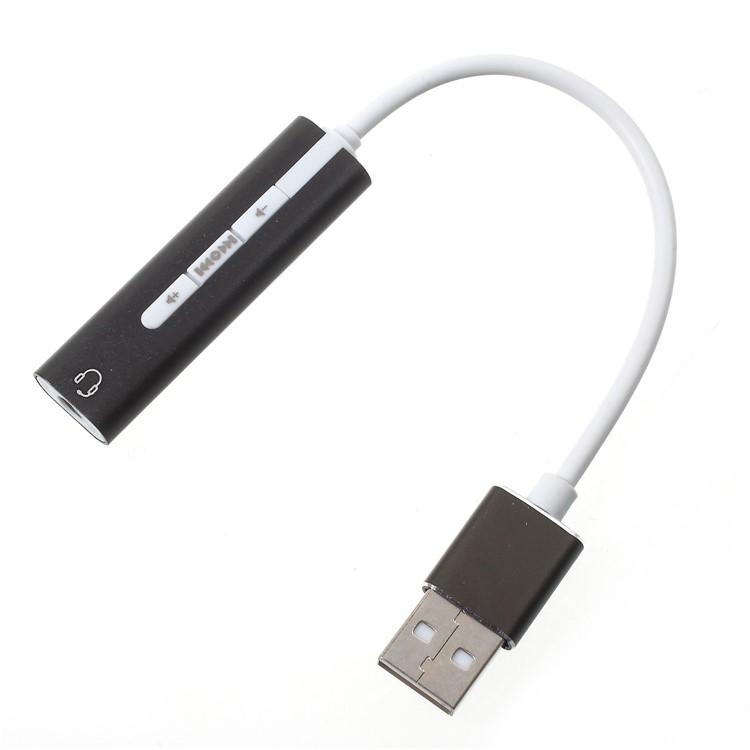 External Voice7.1 CH USB 2.0 Sound Card Adapter with Control Keys - Black-1