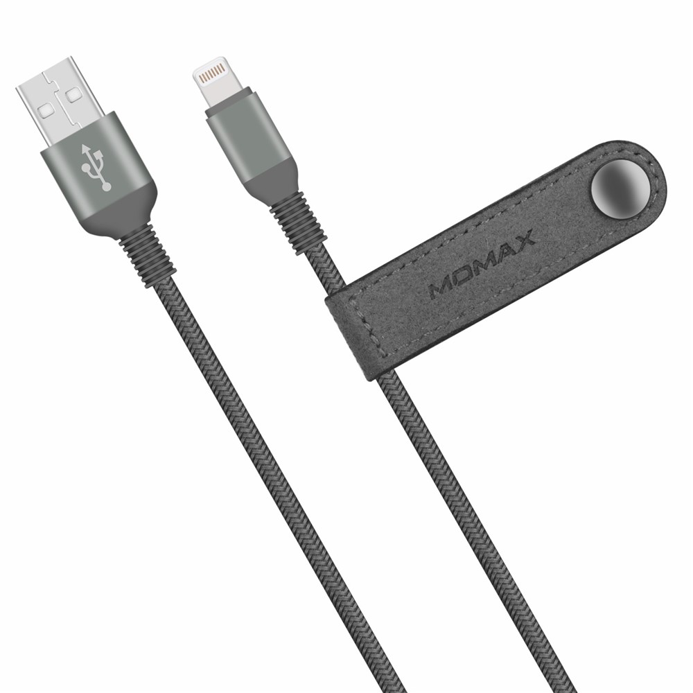 MOMAX Elite Link MFI 1.2M Woven Lightning 8pin USB Data Sync Charging Cable for iPhone iPad iPod - Grey-2