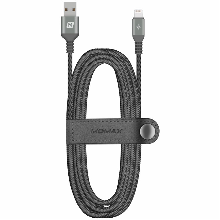 MOMAX Elite Link MFI 2M Woven Lightning 8pin USB Data Sync Charger Cable for iPhone iPad iPod - Grey-3