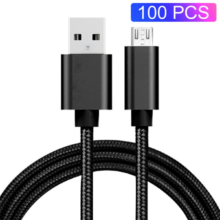 100pcs / lot 2.0m 2a сплетенный образец микро-usb-кабель