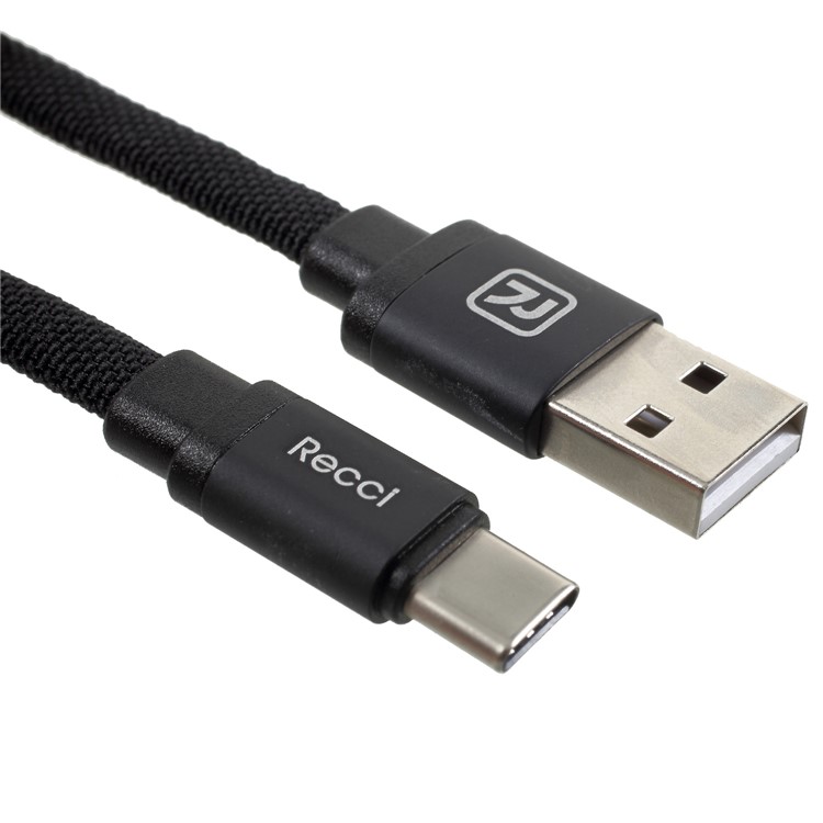 RECCI Canvas Series RCL-Y100 Type-C USB Charging Cable for Samsung HTC Huawei - Black-6