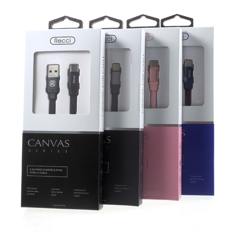 RECCI Canvas Series RCL-Y100 Type-C USB Charging Cable for Samsung HTC Huawei - Black-8