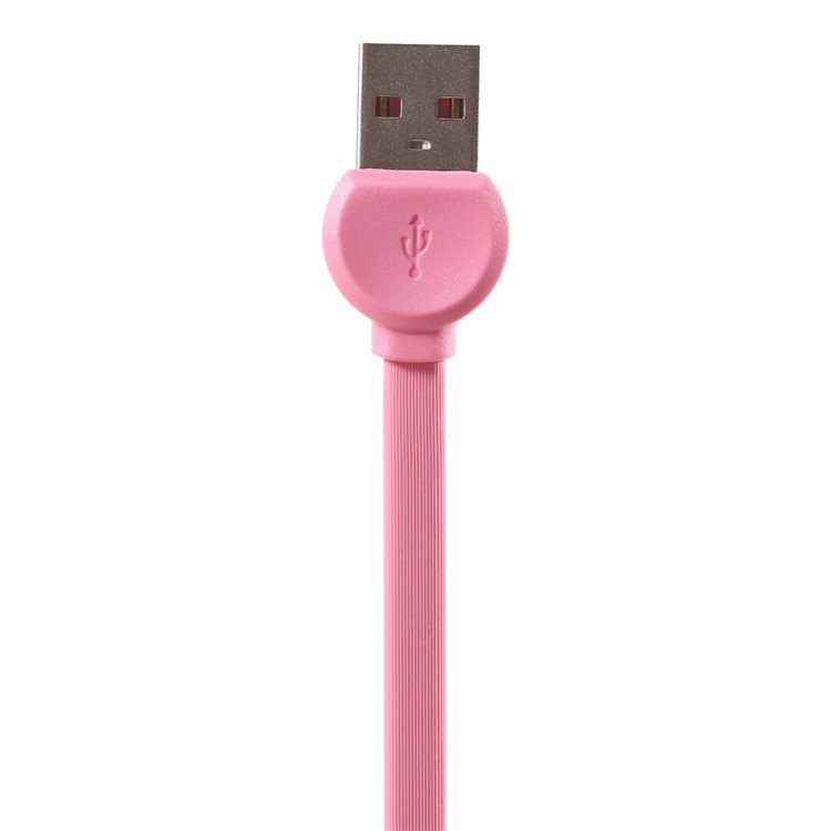 RECCI RCT-D100 Flat Noodle Type-C USB Charger Cable for Samsung HTC Huawei - Pink-2