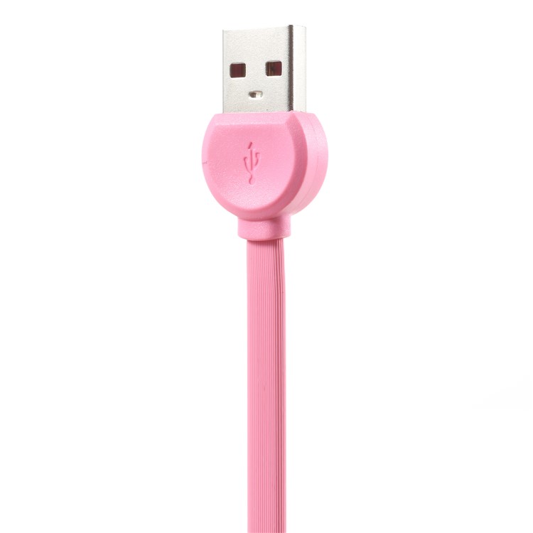 RECCI RCT-D100 Flat Noodle Type-C USB Charger Cable for Samsung HTC Huawei - Pink-3