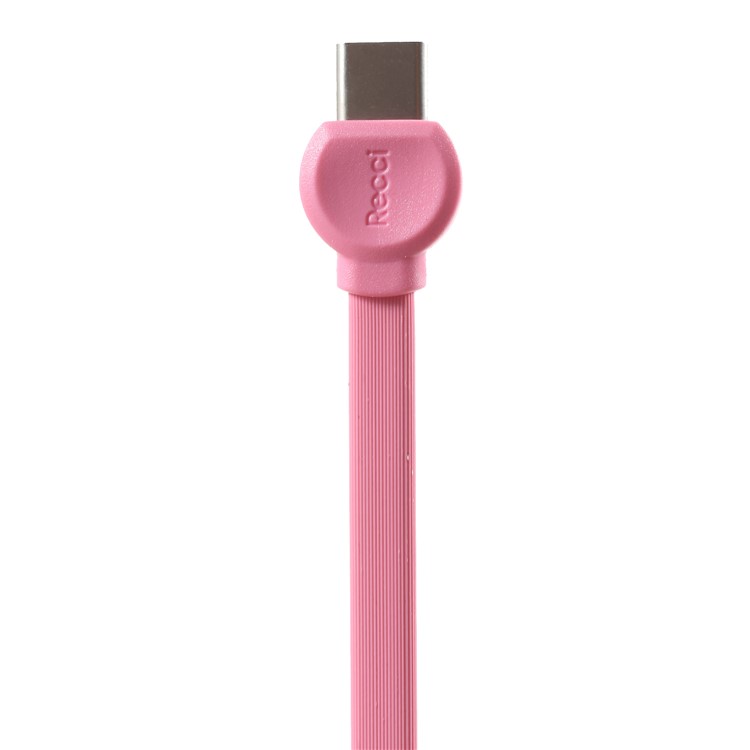 RECCI RCT-D100 Flat Noodle Type-C USB Charger Cable for Samsung HTC Huawei - Pink-4