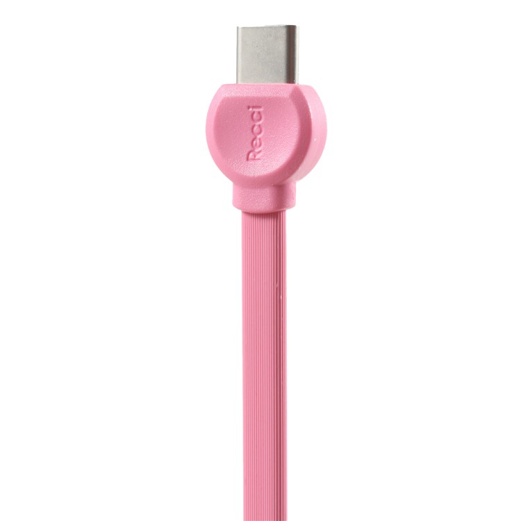 RECCI RCT-D100 Flat Noodle Type-C USB Charger Cable for Samsung HTC Huawei - Pink-5