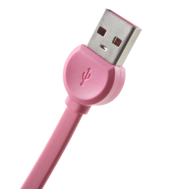 RECCI RCT-D100 Flat Noodle Type-C USB Charger Cable for Samsung HTC Huawei - Pink-6