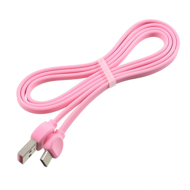 RECCI RCT-D100 Flat Noodle Type-C USB Charger Cable for Samsung HTC Huawei - Pink-7