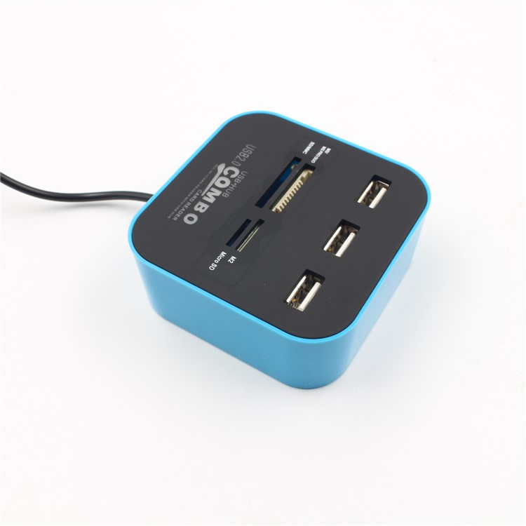 COMBO USB 2.0 Hub All In One Multi-Card Reader with 3 Ports for MMC / M2 / MS-2