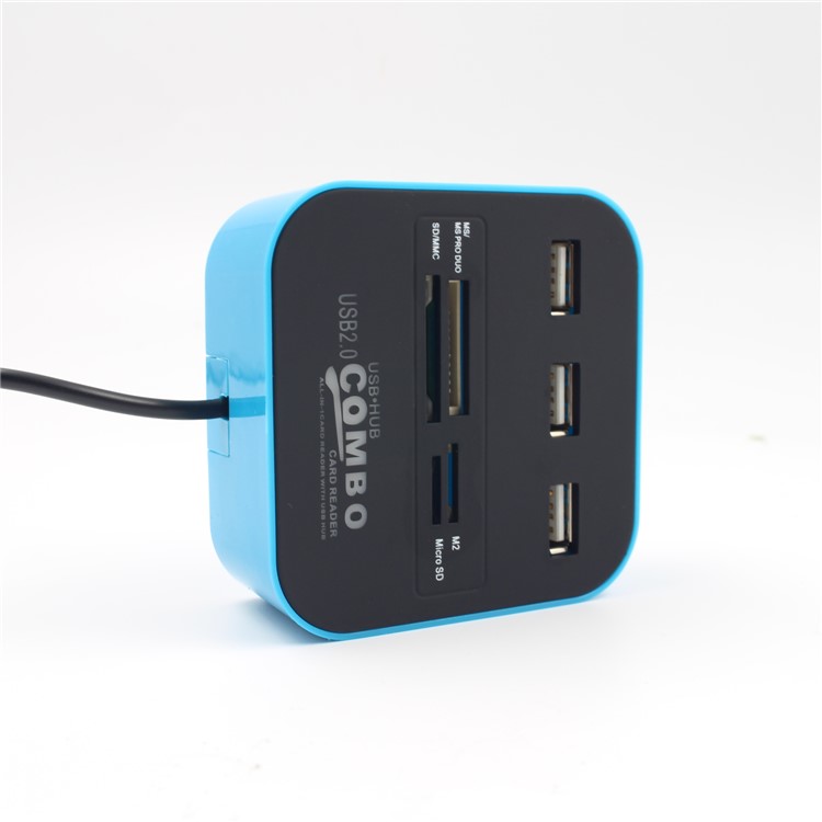 COMBO USB 2.0 Hub All In One Multi-Card Reader with 3 Ports for MMC / M2 / MS-4