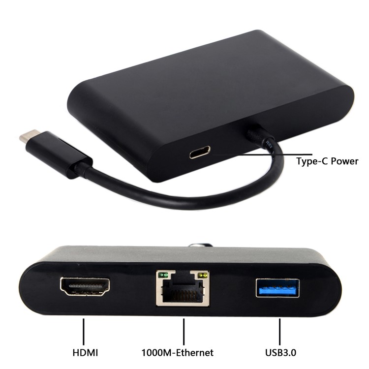 USB-C to USB3.0+Female Charger Adapter+HDMI+Gigabit Ethernet Port Adapter-8