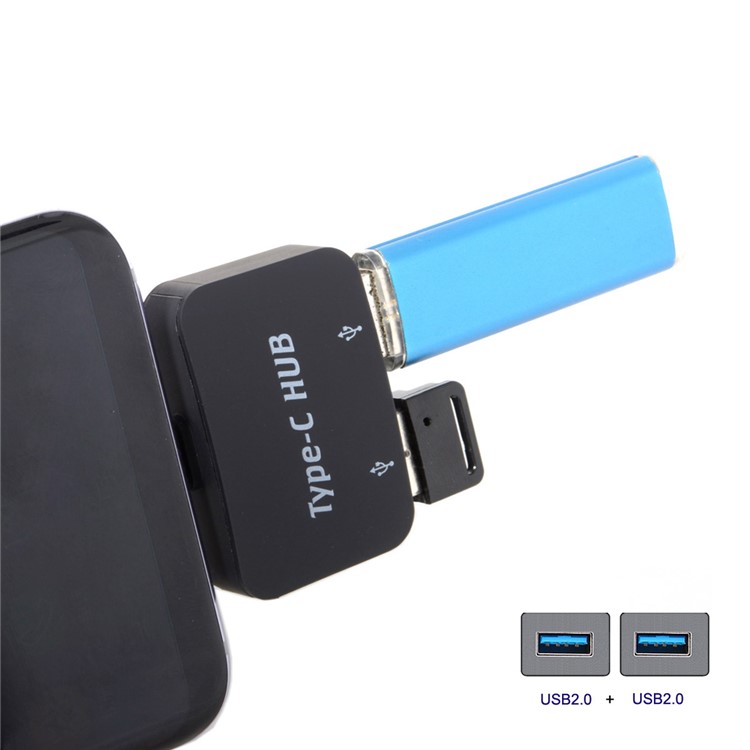 CY UC-067 Type-C to Dual Ports USB 2.0 Hub for Laptop & Phone & Tablet-8