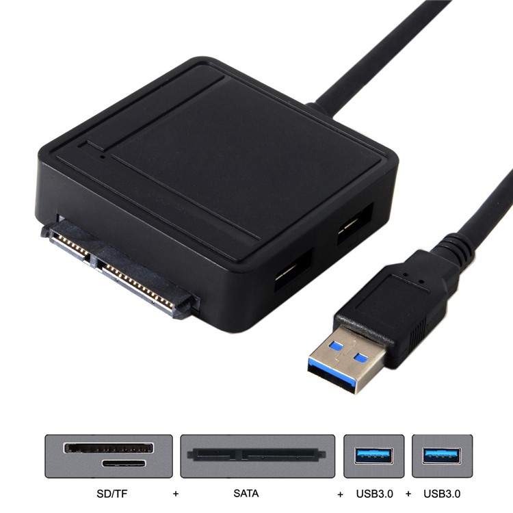 CY U3-386 USB 3.0 to SATA 2.5" 3.5" + 2 USB 3.0 Ports + SD/TF Card Reader Adapter for Laptop and Computer-4
