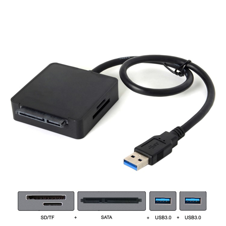 CY U3-386 USB 3.0 to SATA 2.5" 3.5" + 2 USB 3.0 Ports + SD/TF Card Reader Adapter for Laptop and Computer-5
