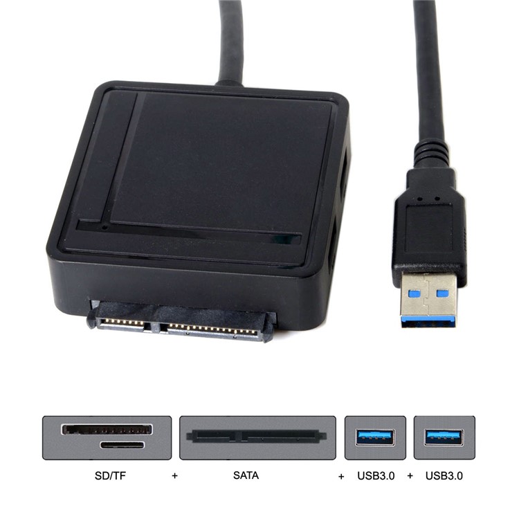 CY U3-386 USB 3.0 to SATA 2.5" 3.5" + 2 USB 3.0 Ports + SD/TF Card Reader Adapter for Laptop and Computer-6