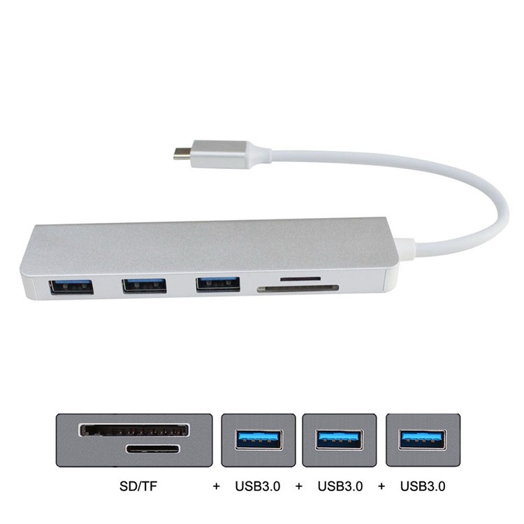 CY UC-231 Type-C to 3 USB 3.0 Ports Hub with SD / TF Card Reader-1