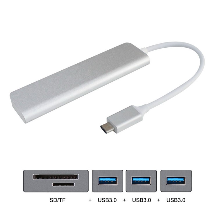 CY UC-231 Type-C to 3 USB 3.0 Ports Hub with SD / TF Card Reader-2