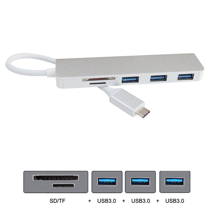 CY UC-231 Type-C to 3 USB 3.0 Ports Hub with SD / TF Card Reader-4