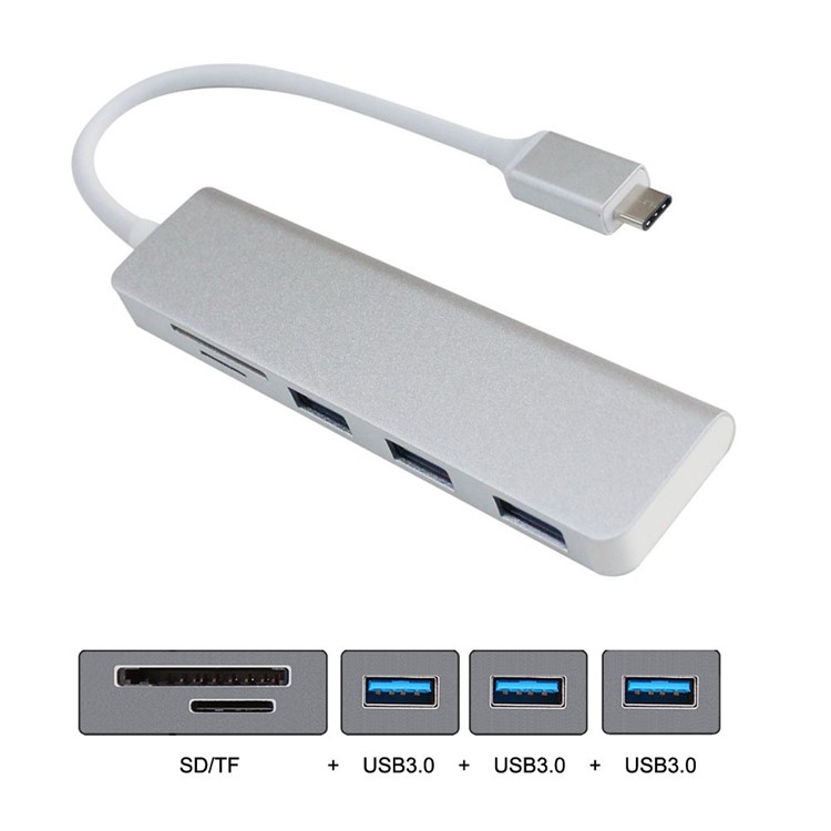 CY UC-231 Type-C to 3 USB 3.0 Ports Hub with SD / TF Card Reader-5