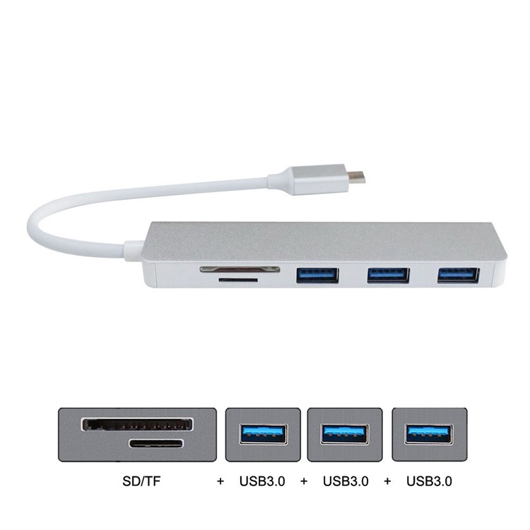 CY UC-231 Type-C to 3 USB 3.0 Ports Hub with SD / TF Card Reader-7