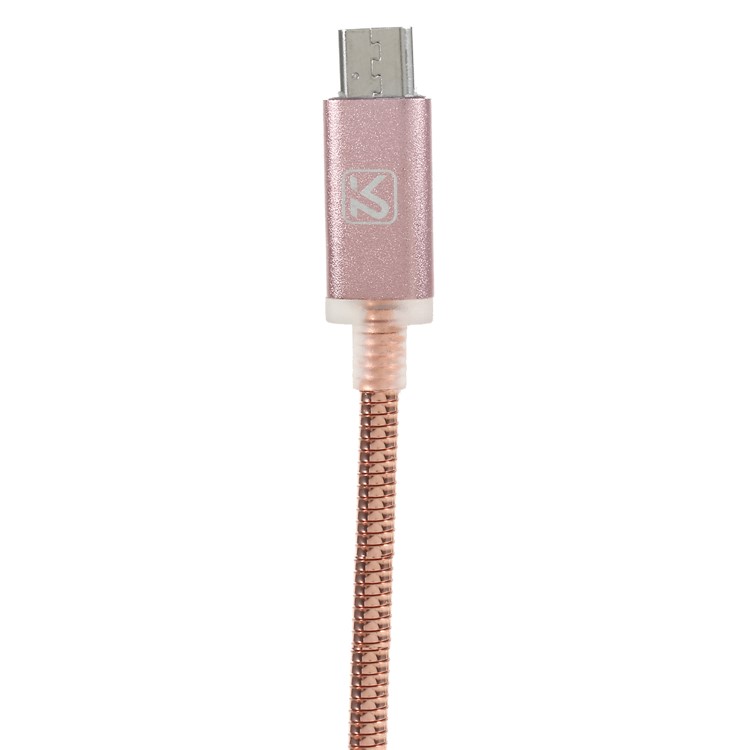KAKU Kingkong Series 1M 2.4A Metal Coated Micro USB Data Sync Charger Cable for Samsung HTC LG - Pink-3